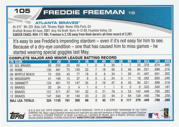 2013 Topps #105 Freddie Freeman Back