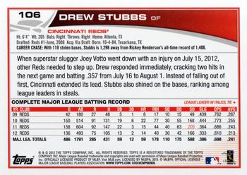 2013 Topps #106 Drew Stubbs Back