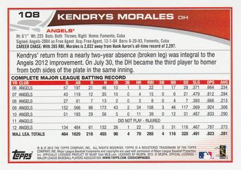 2013 Topps #108 Kendrys Morales Back