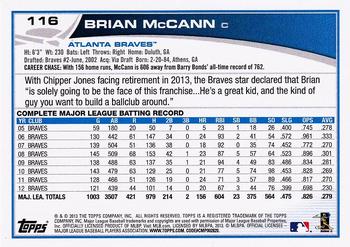 2013 Topps #116 Brian McCann Back