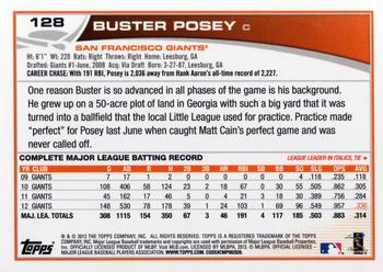 2013 Topps #128 Buster Posey Back