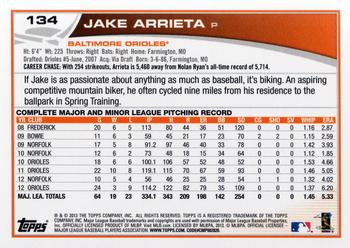 2013 Topps #134 Jake Arrieta Back