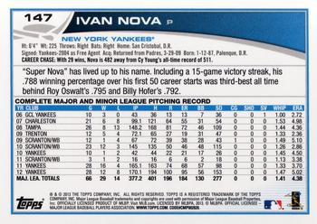 2013 Topps #147 Ivan Nova Back