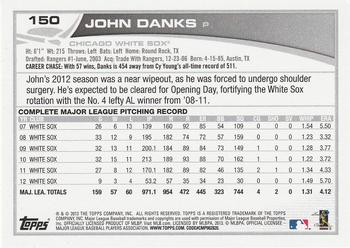 2013 Topps #150 John Danks Back