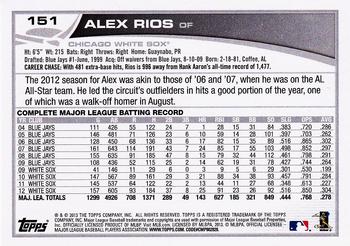 2013 Topps #151 Alex Rios Back