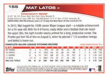 2013 Topps #155 Mat Latos Back