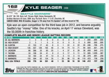 2013 Topps #162 Kyle Seager Back
