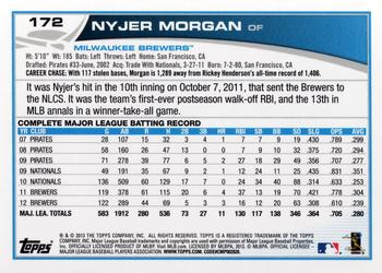 2013 Topps #172 Nyjer Morgan Back