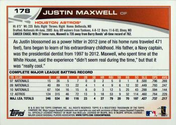 2013 Topps #178 Justin Maxwell Back
