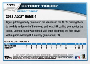 2013 Topps #179 Detroit Tigers Back