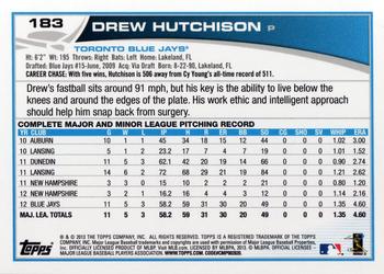 2013 Topps #183 Drew Hutchison Back