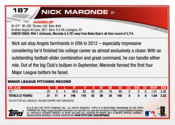 2013 Topps #187 Nick Maronde Back