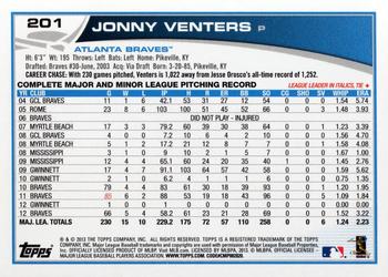2013 Topps #201 Jonny Venters Back