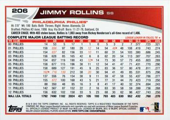 2013 Topps #206 Jimmy Rollins Back