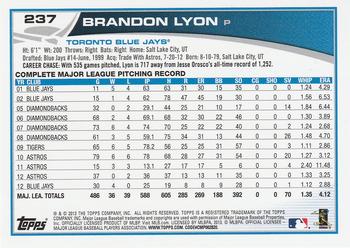 2013 Topps #237 Brandon Lyon Back