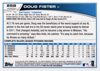 2013 Topps #258 Doug Fister Back