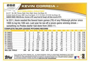 2013 Topps #262 Kevin Correia Back