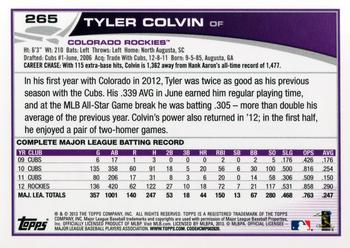 2013 Topps #265 Tyler Colvin Back