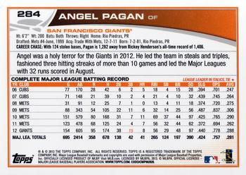 2013 Topps #284 Angel Pagan Back