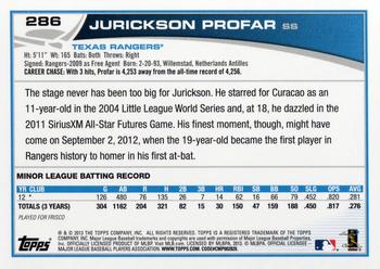 2013 Topps #286 Jurickson Profar Back
