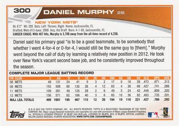 2013 Topps #300 Daniel Murphy Back