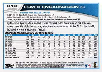 2013 Topps #310 Edwin Encarnacion Back
