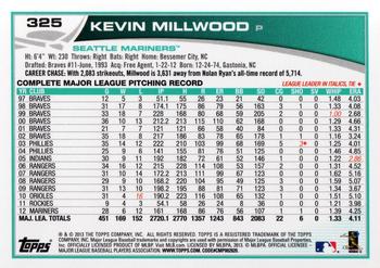 2013 Topps #325 Kevin Millwood Back