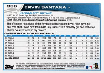2013 Topps #366 Ervin Santana Back