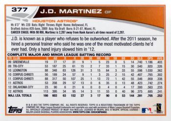2013 Topps #377 J.D. Martinez Back