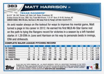 2013 Topps #383 Matt Harrison Back