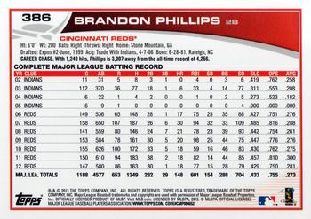 2013 Topps #386 Brandon Phillips Back