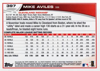 2013 Topps #397 Mike Aviles Back