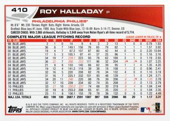 2013 Topps #410 Roy Halladay Back
