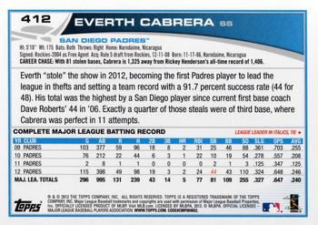 2013 Topps #412 Everth Cabrera Back