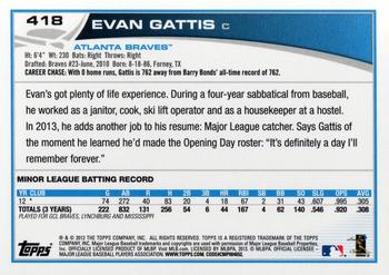 2013 Topps #418 Evan Gattis Back