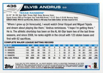 2013 Topps #436 Elvis Andrus Back