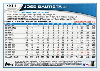 2013 Topps #441 Jose Bautista Back