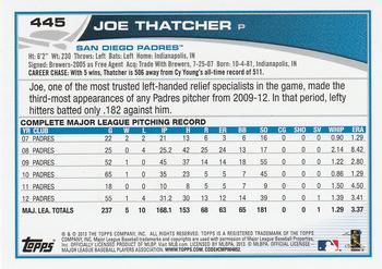 2013 Topps #445 Joe Thatcher Back