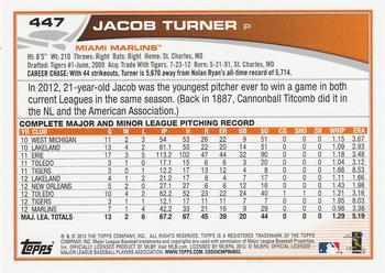 2013 Topps #447 Jacob Turner Back