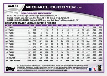2013 Topps #449 Michael Cuddyer Back