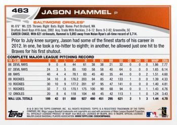 2013 Topps #463 Jason Hammel Back