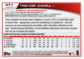 2013 Topps #471 Trevor Cahill Back