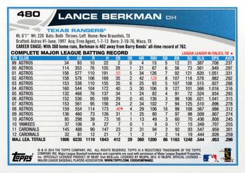 2013 Topps #480 Lance Berkman Back