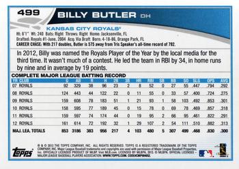 2013 Topps #499 Billy Butler Back