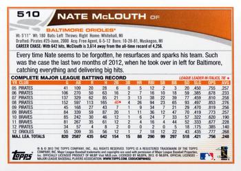 2013 Topps #510 Nate McLouth Back