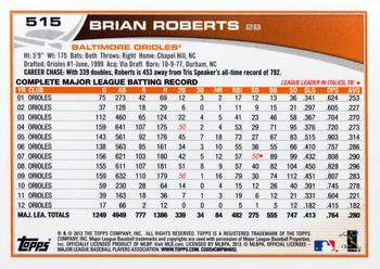 2013 Topps #515 Brian Roberts Back