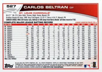 2013 Topps #527 Carlos Beltran Back