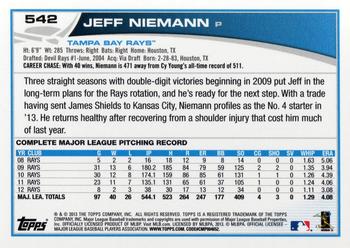 2013 Topps #542 Jeff Niemann Back