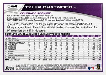 2013 Topps #544 Tyler Chatwood Back