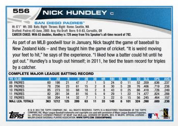 2013 Topps #556 Nick Hundley Back